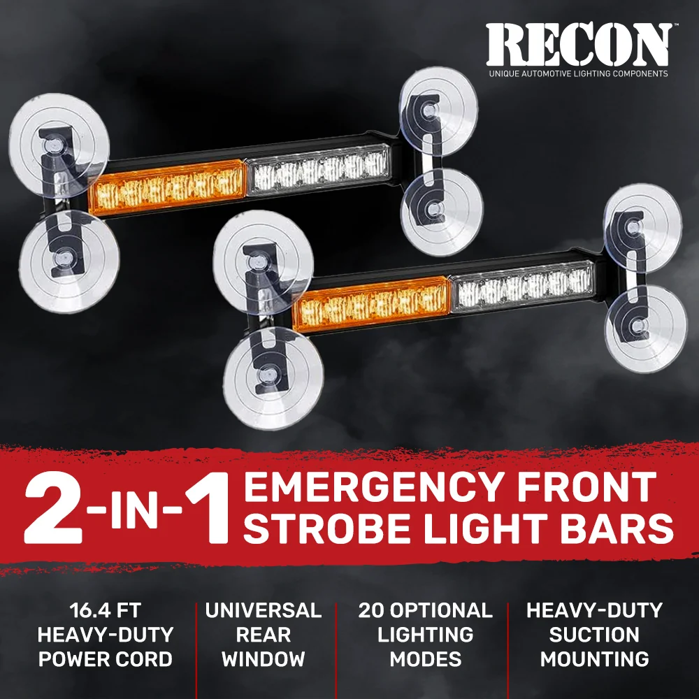 Interior Rear Window 2-PC LED Strobe/Flashing Light Bars - Suction Cup Installation A/C Adapter Plug & Play with 20 Lighting Function - Multiple Colors - Image 4