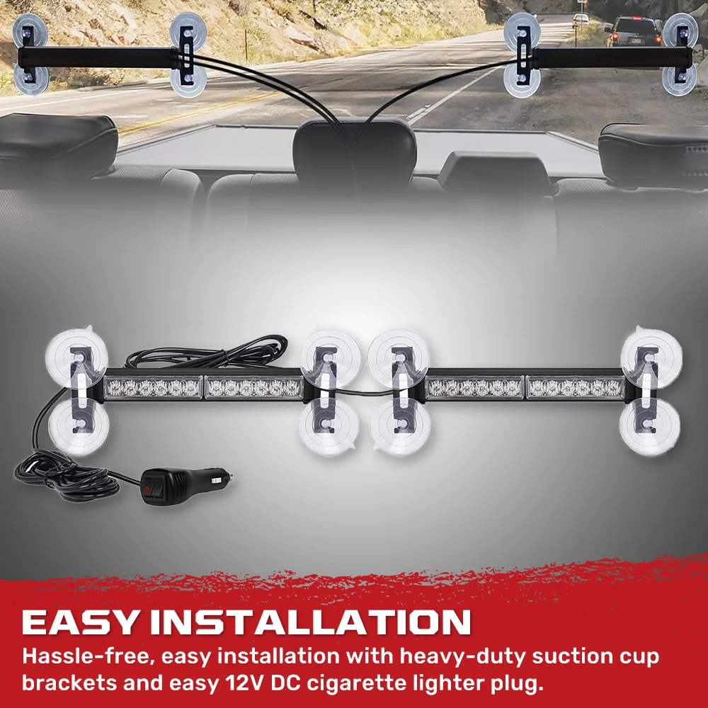 Interior Rear Window 2-PC LED Strobe/Flashing Light Bars - Suction Cup Installation A/C Adapter Plug & Play with 20 Lighting Function - Multiple Colors - Image 46