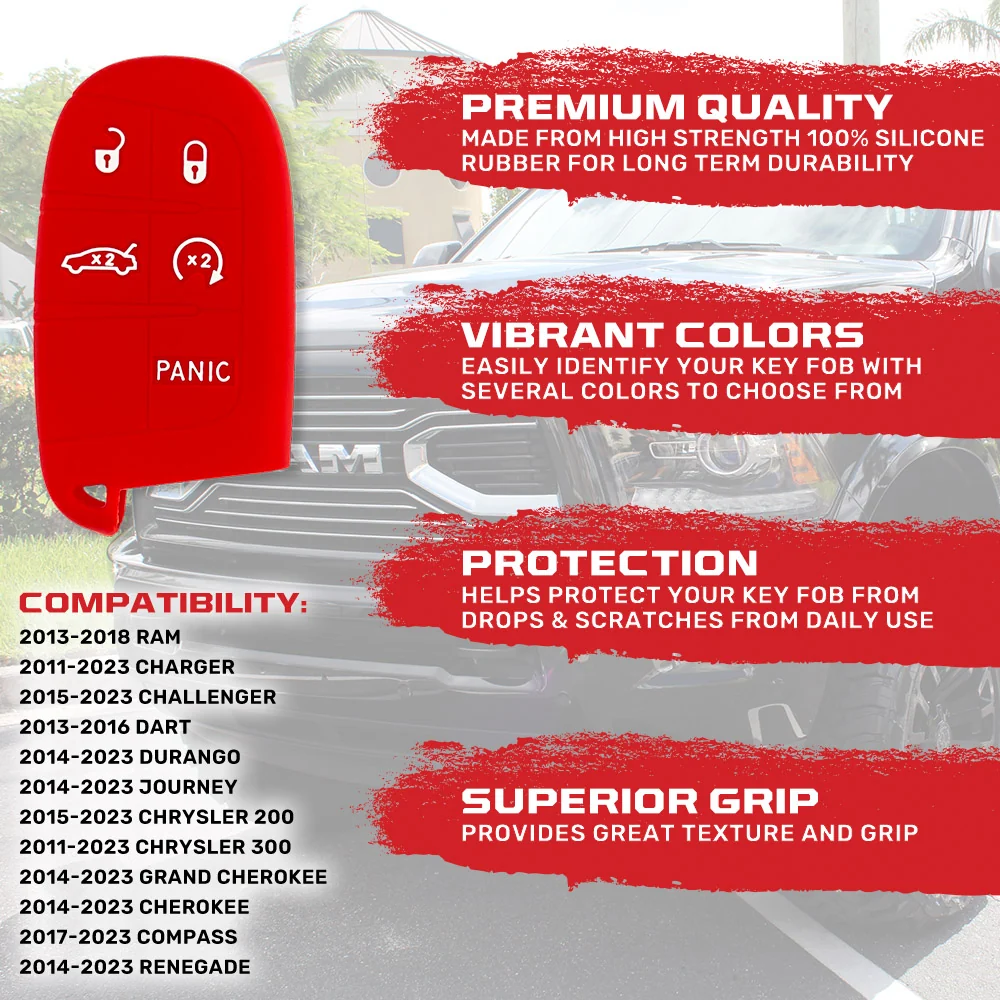 Dodge 13-18 RAM (1500, 2500, 3500) 1-Piece 100% Silicone Rubber Key Fob Cover - Multiple Colors - Image 13