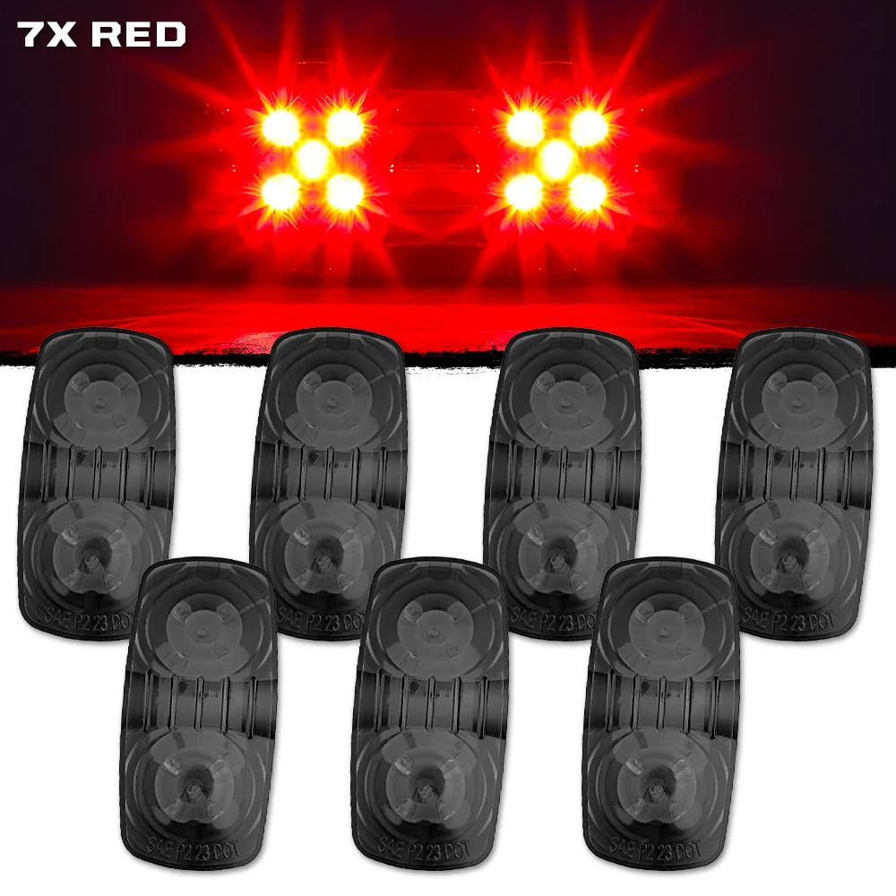 RECON 14-Pc Trailer Clearance Side Marker Running Lights Turn Signals 4" Lights with Ultra Bright 7 Red & 7 Amber LED Lights - Multiple Lens - Image 5