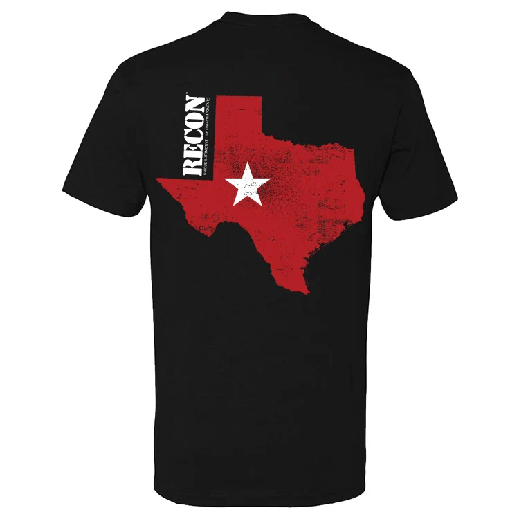 RECON Red Texas State with Logo T-Shirt - Black
