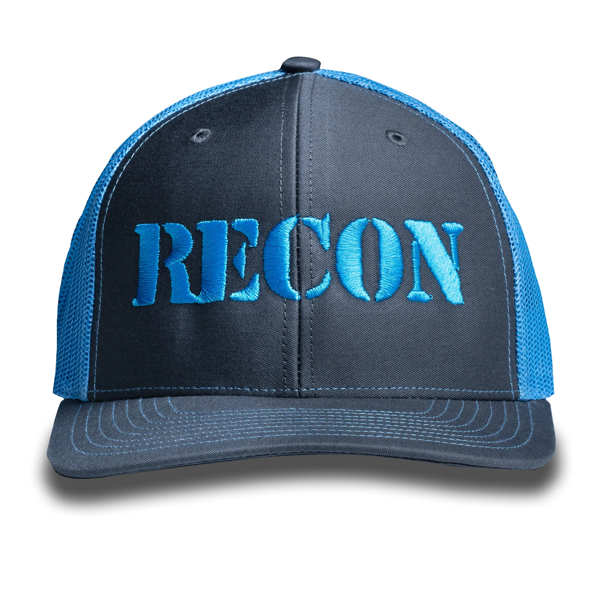 RECON Snapback Trucker Hat - Charcoal / Columbia Blue