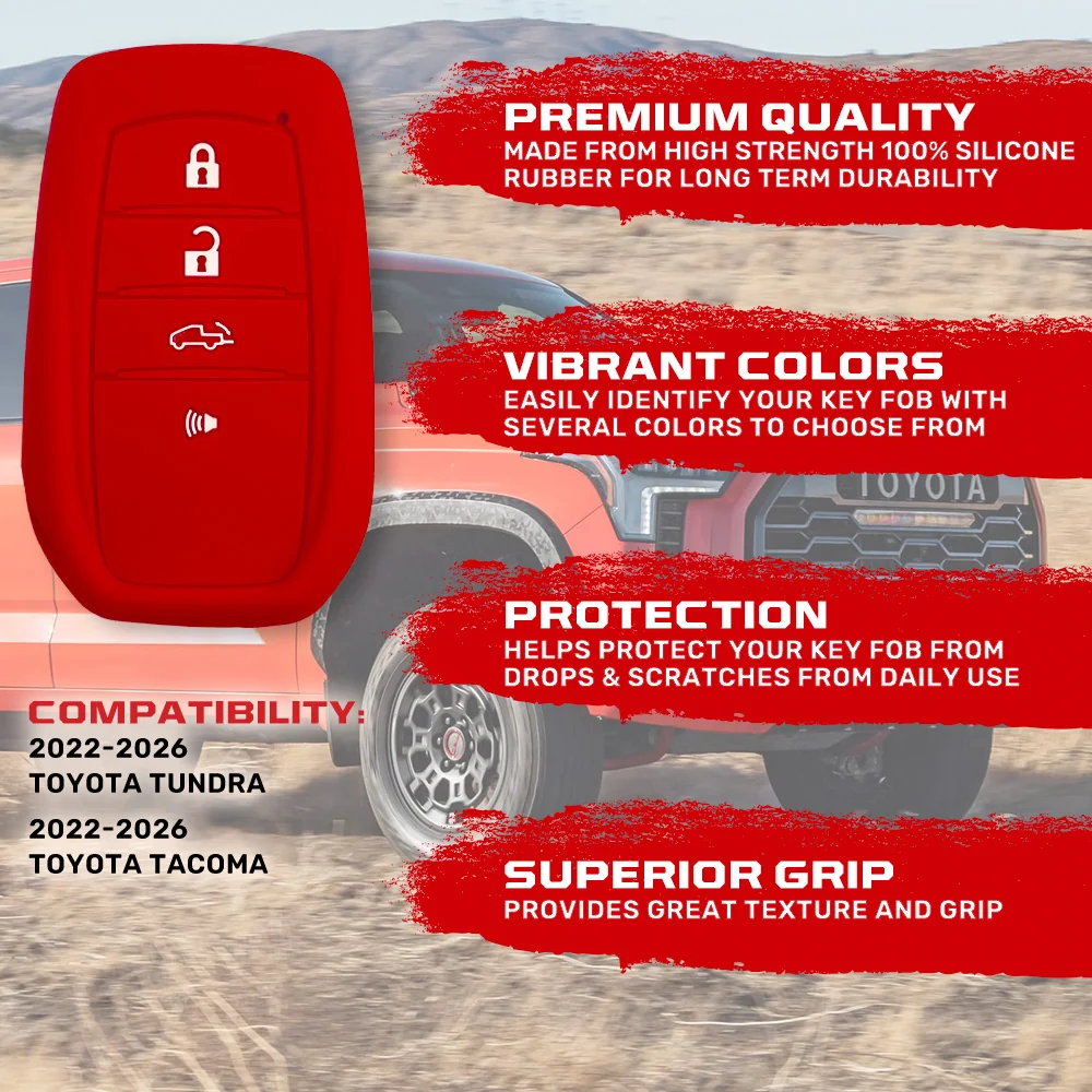 Toyota 22-26 Tundra & Tacoma 1-Piece 100% Silicone Rubber Key Fob Cover - Multiple Colors - Image 19
