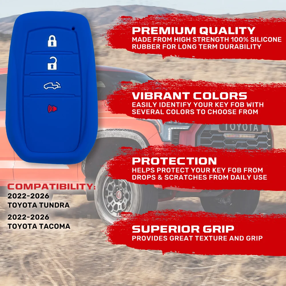 Toyota 22-26 Tundra & Tacoma 1-Piece 100% Silicone Rubber Key Fob Cover - Multiple Colors - Image 21