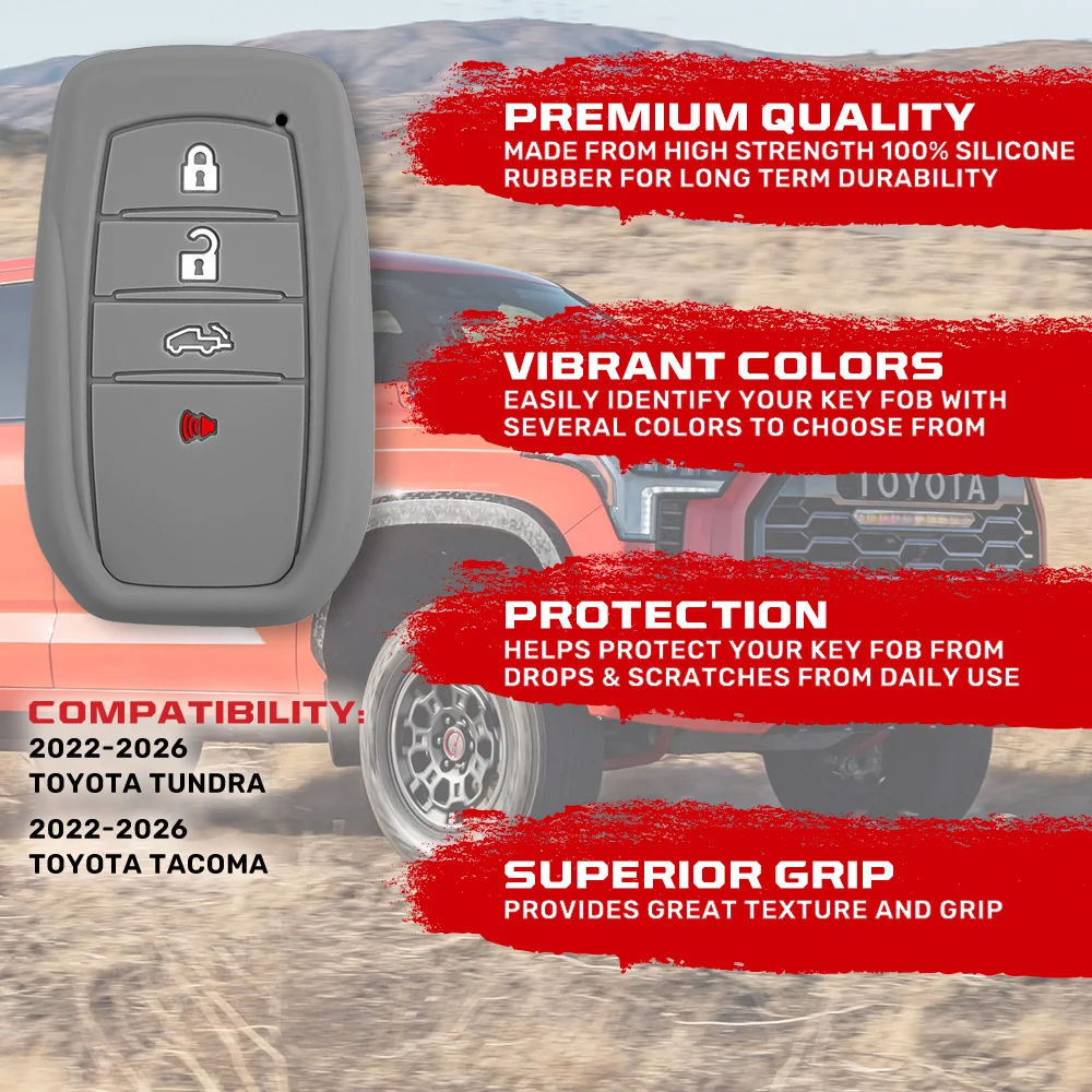 Toyota 22-26 Tundra & Tacoma 1-Piece 100% Silicone Rubber Key Fob Cover - Multiple Colors - Image 40