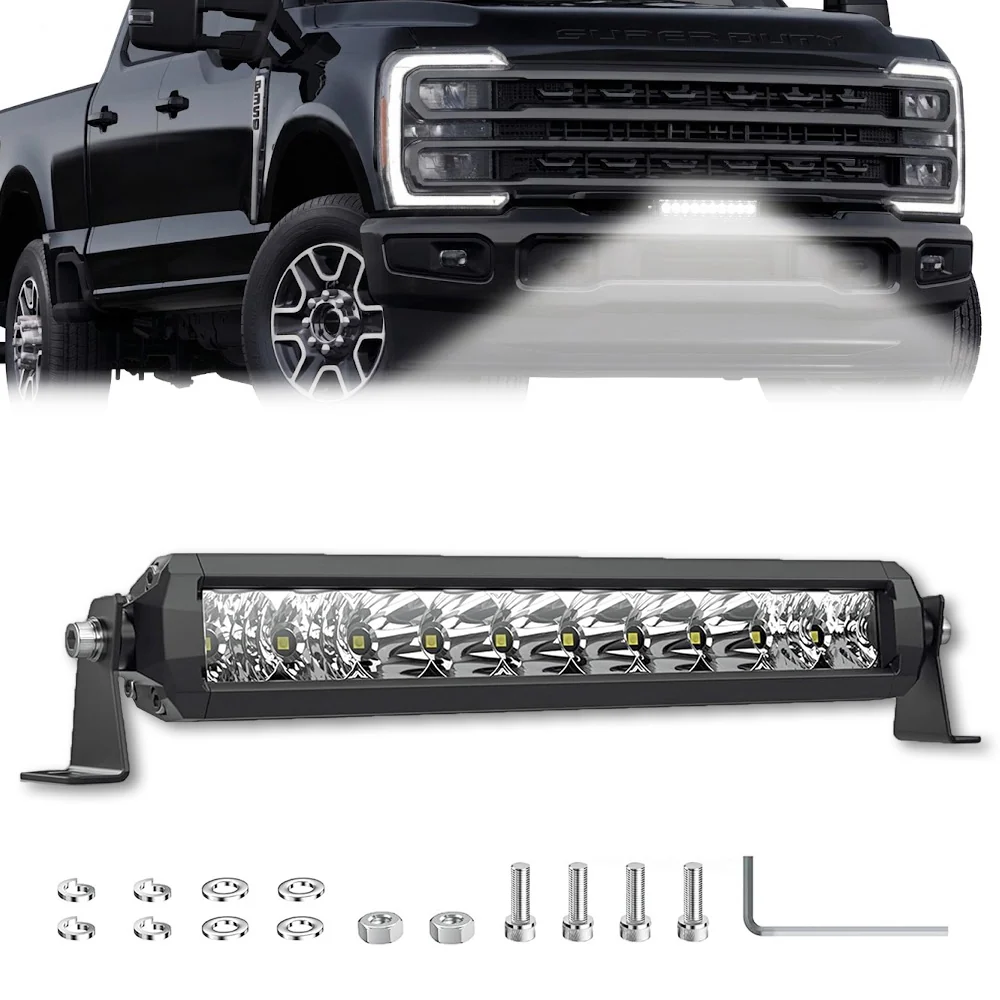 Universal 12" Heavy Duty Aluminum Ultra Bright 50W Flood Spot Combo LED Light Bar - Multiple Colors