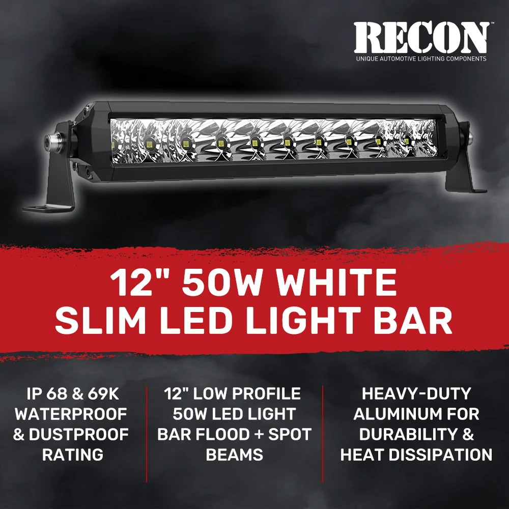 Universal 12" Heavy Duty Aluminum Ultra Bright 50W Flood Spot Combo LED Light Bar - Multiple Colors - Image 6