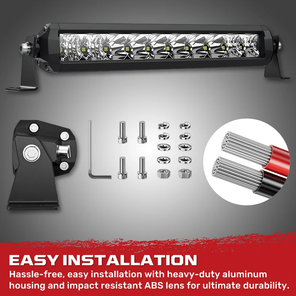 Universal 12" Heavy Duty Aluminum Ultra Bright 50W Flood Spot Combo LED Light Bar - Multiple Colors - Image 8
