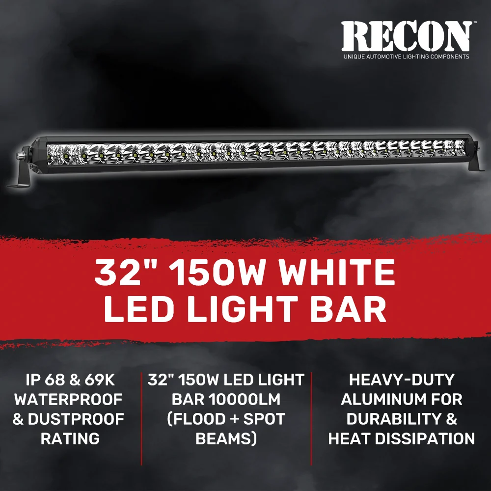 Universal 32" Heavy Duty Aluminum Ultra Bright 150W White Flood Spot Combo LED Light Bar - Image 3