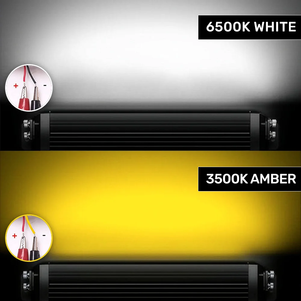 Universal 32" Heavy Duty Low Profile Slim Aluminum Ultra Bright 200W Dual Color Amber/White Flood Spot Combo LED Light Bar - Image 5