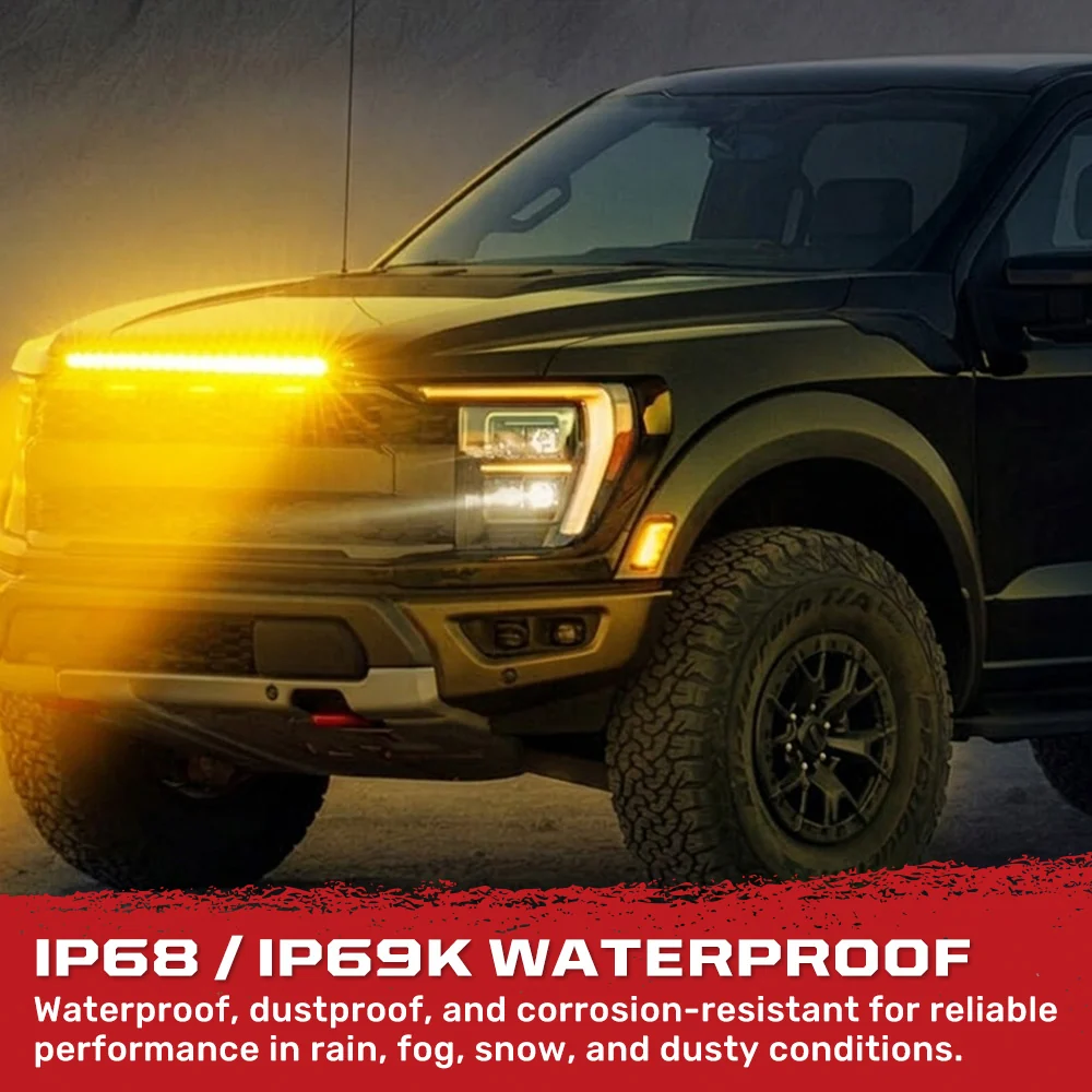 Universal 32" Heavy Duty Low Profile Slim Aluminum Ultra Bright 200W Dual Color Amber/White Flood Spot Combo LED Light Bar - Image 6