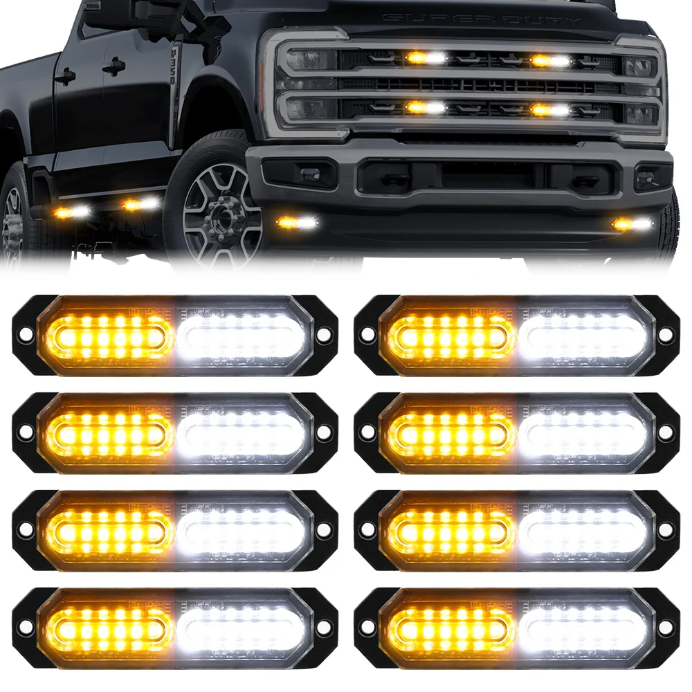 Universal 8-PC Ultra Slim Aluminum Surface Mounted 4.5" Emergency Ultra Bright LED Strobe w/ 17 Light Functions - Multiple Options - Image 3